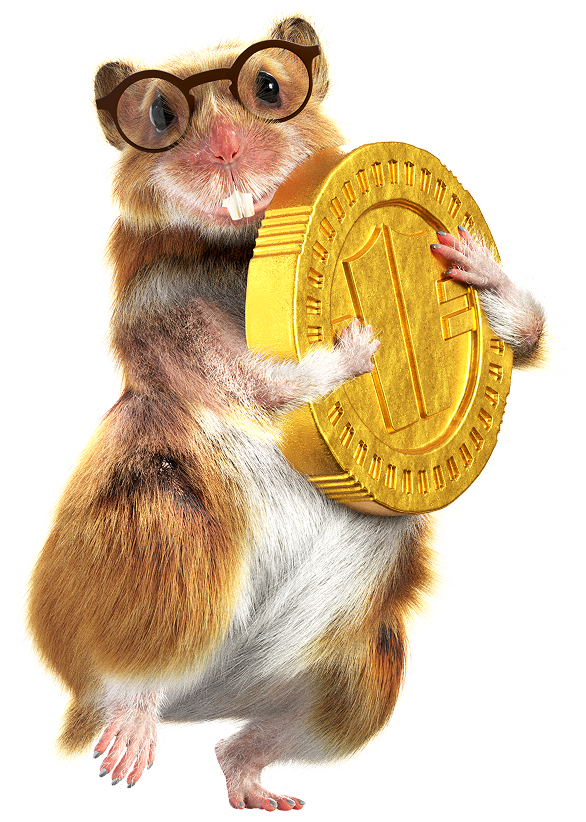 Hamster Maskottchen mit Cashback-Münze